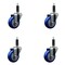 Service Caster 3.5'' SS Blue Poly Wheel Swivel 1'' Expanding Stem Caster Set, 4PK SCC-SSEX20S3514-PPUB-BLUE-1-4 - alternate 1